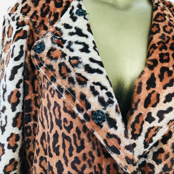 Philippe ADEC PARIS Rouge Ligne $545 LEOPARD Print Faux Fur SWING JACKET Size 8 - Picture 5 of 16